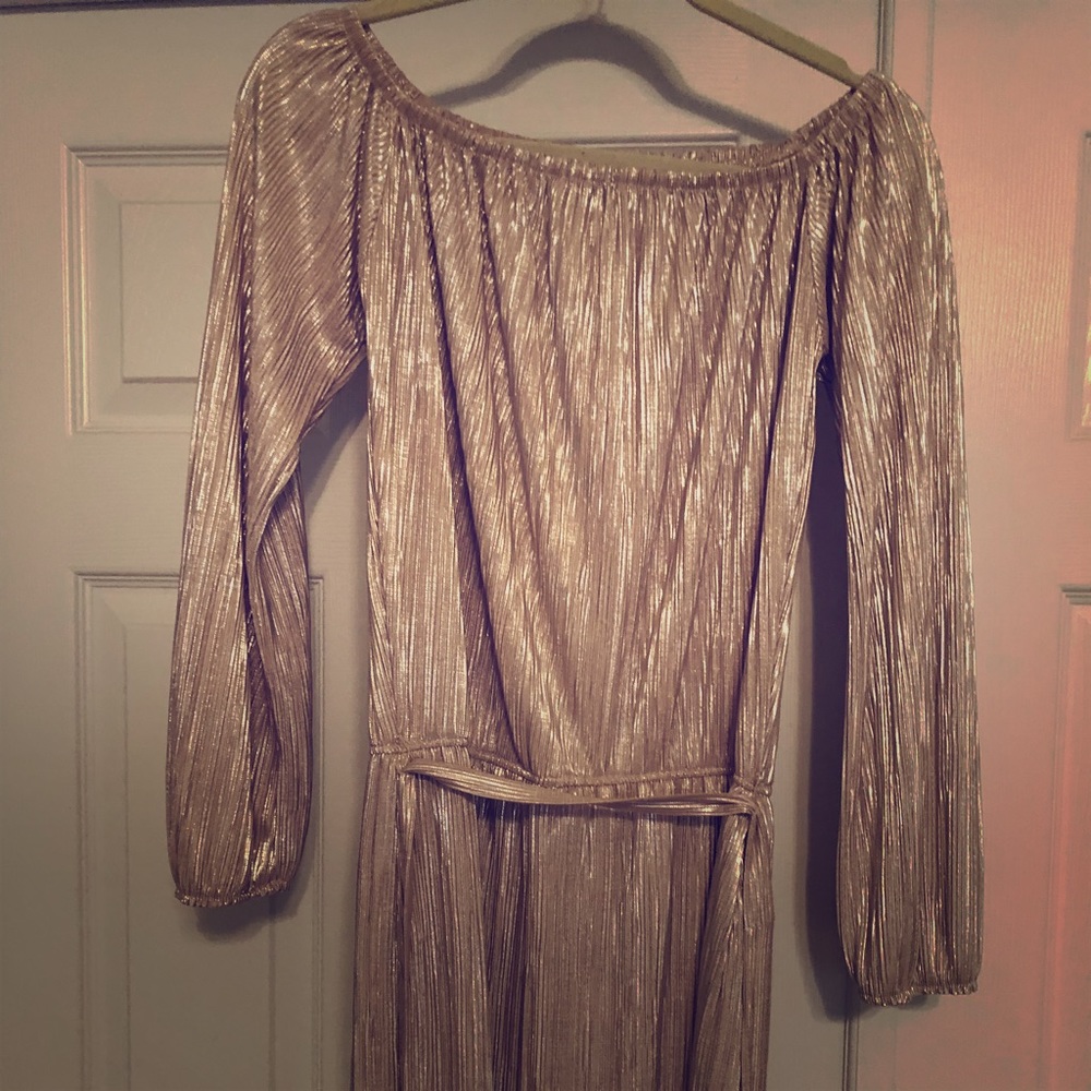 Lulus Shimmering Off the Shoulder Mini Dress